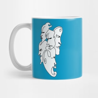 Dance of Faces Minimalist Art Mug